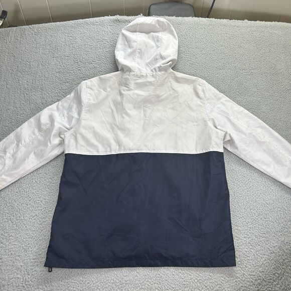 Distortion Windbreaker Jacket Mens Large White Black Colorblock Hooded 1/4 Zip - Picture 2 of 10